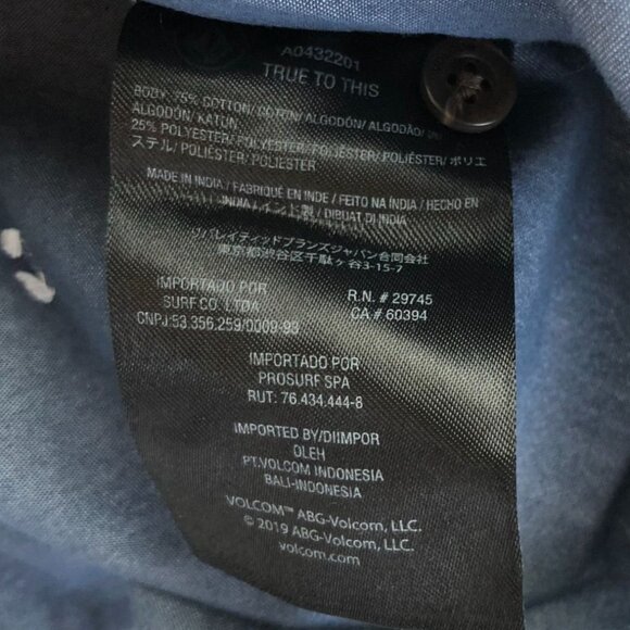 Volcom Mens Shirt Medium Modern Fit Short-Sleeve Button-Up Casual Classic Gray - Picture 8 of 11